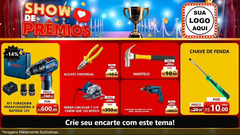 Modelo de TV para TV Horizontal com o tema Show de Prêmios para Maquinas e Ferramentas