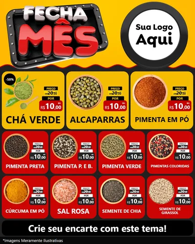 Modelo de Rede Social para Feed Instagram com o tema Fecha Mês para Produtos Naturais