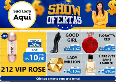 Modelo de Encarte para Encarte A4 Horizontal com o tema Show de Ofertas para Perfumes