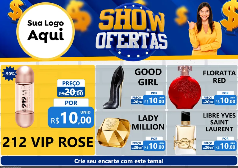Modelo de Encarte para Encarte A4 Horizontal com o tema Show de Ofertas para Perfumes