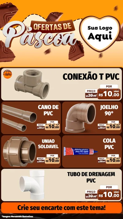 Modelo de TV para TV Vertical com o tema Ofertas de Páscoa para Tubos e conexões