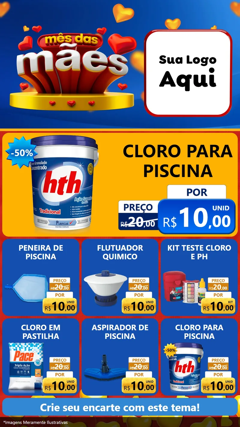 Modelo de Rede Social para Stories com o tema Mês das Mães para Produtos para Piscina