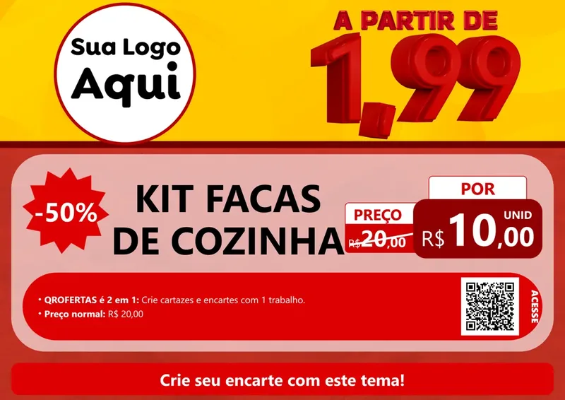 Modelo de Cartaz para Cartaz A4 Horizontal com o tema A Partir de Um e Noventa e Nove - 1,99 para Utilidades Domésticas