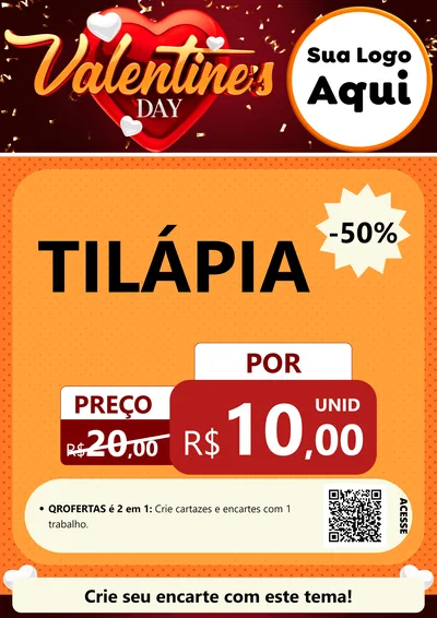 Modelo de Cartaz para Cartaz A4 Vertical com o tema Valentine's Day para Peixaria