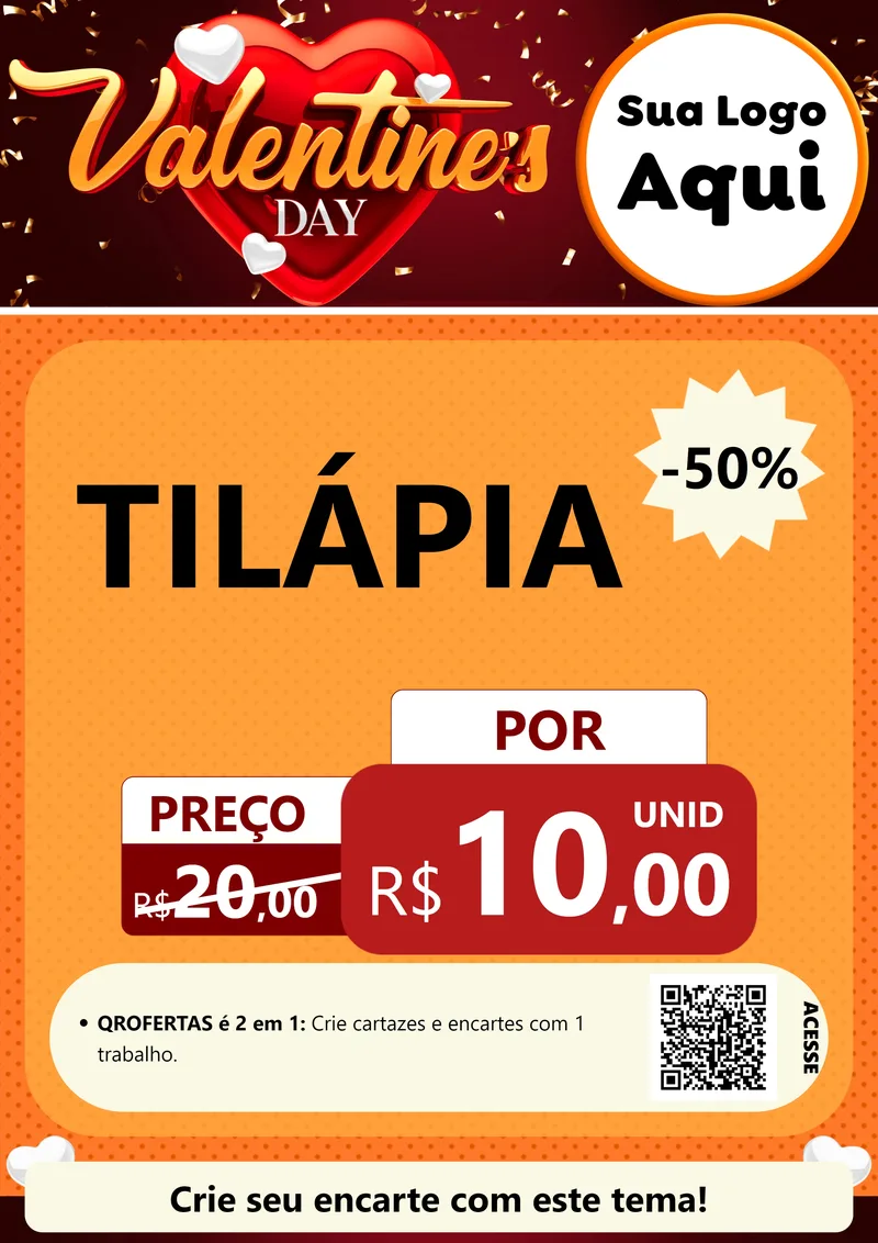 Modelo de Cartaz para Cartaz A4 Vertical com o tema Valentine's Day para Peixaria