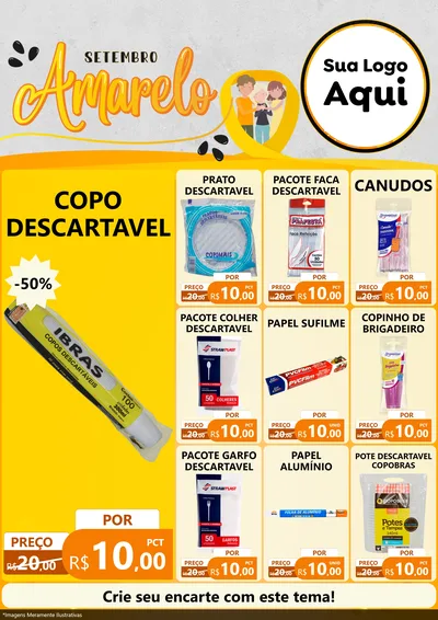 Modelo de Encarte para Encarte A4 Vertical com o tema Setembro Amarelo para Embalagens
