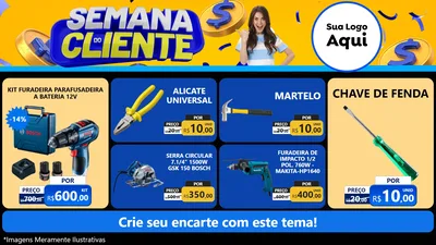 Modelo de TV para TV Horizontal com o tema Semana do Cliente para Maquinas e Ferramentas