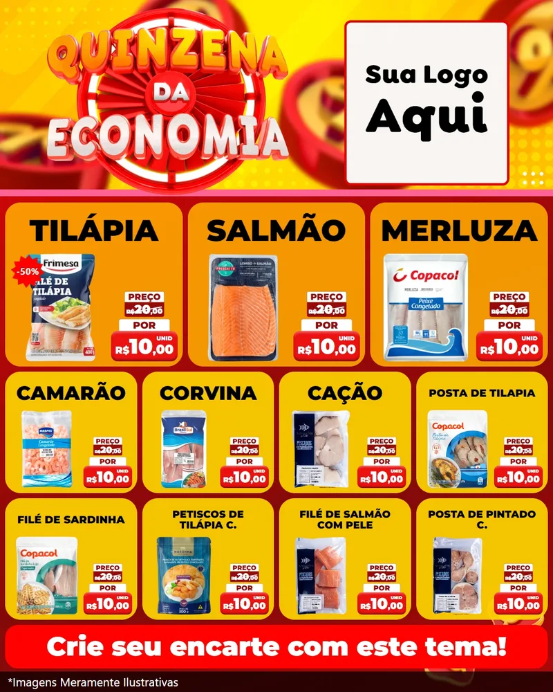 Modelo de Rede Social para Feed Instagram com o tema Quinzena Da Economia para Peixaria