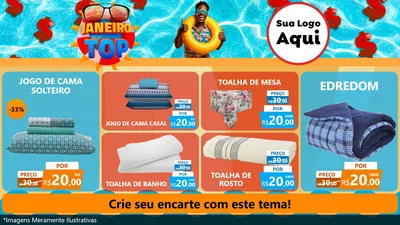 Modelo de TV para TV Horizontal com o tema Janeiro Top para Cama, Mesa e Banho