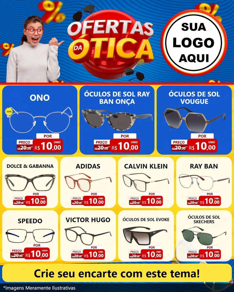 Modelo de Rede Social para Feed Instagram com o tema Ofertas da Ótica para Óticas