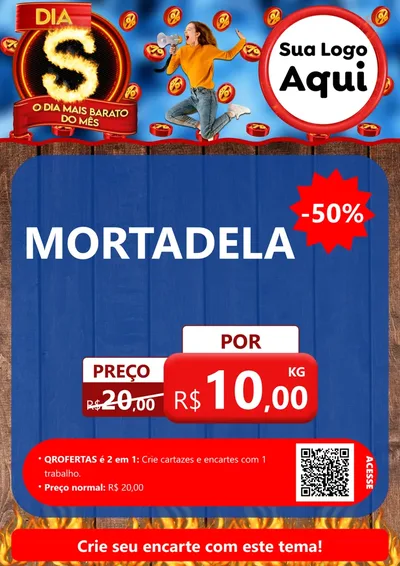 Modelo de Cartaz para Cartaz A4 Vertical com o tema Dia S - O Dia Mais Barato Do Mês para Frios e Laticínios