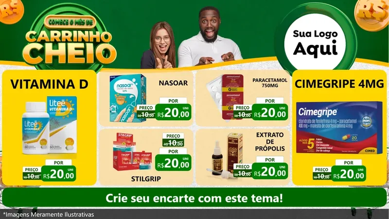 Modelo de TV para TV Horizontal com o tema Carrinho Cheio para Farmácia