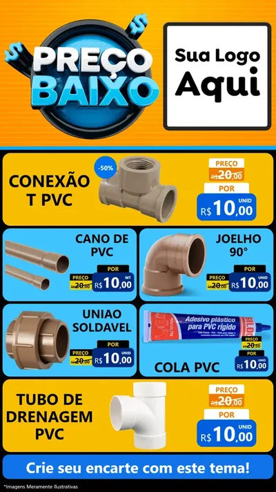 Modelo de TV para TV Vertical com o tema Preço Baixo para Tubos e conexões