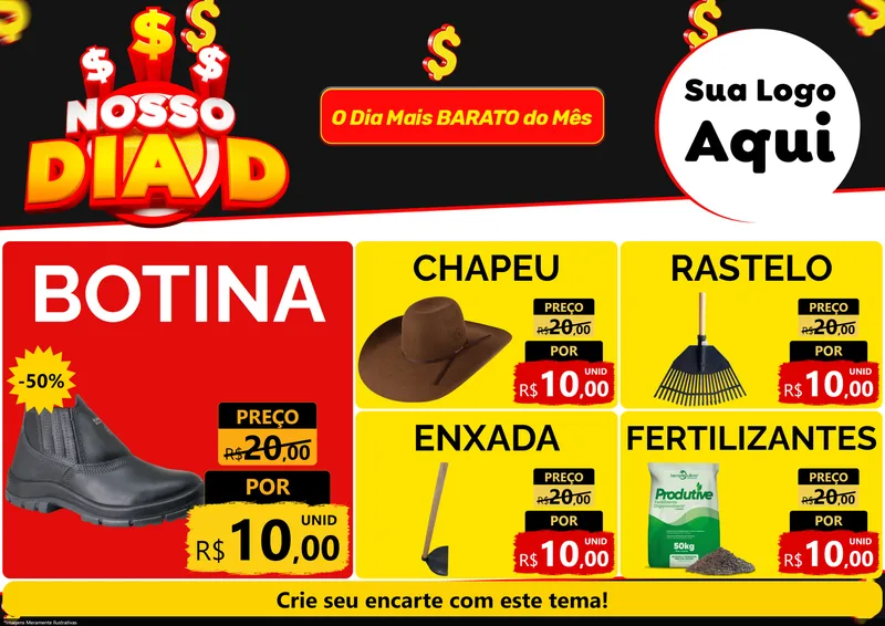 Modelo de Encarte para Encarte A4 Horizontal com o tema Nosso Dia D para Agropecuária