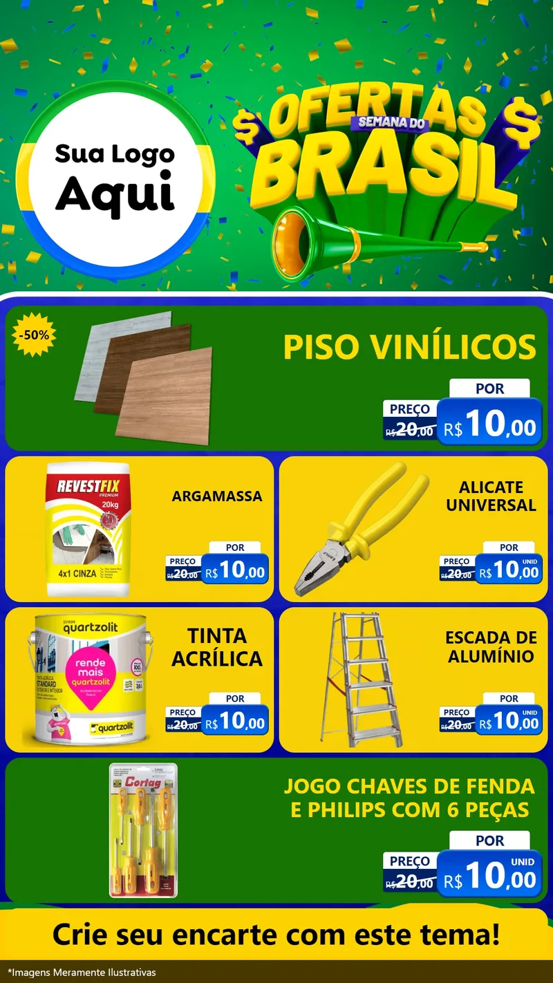 Modelo de TV para TV Vertical com o tema Ofertas Semana do Brasil para Material para Construção