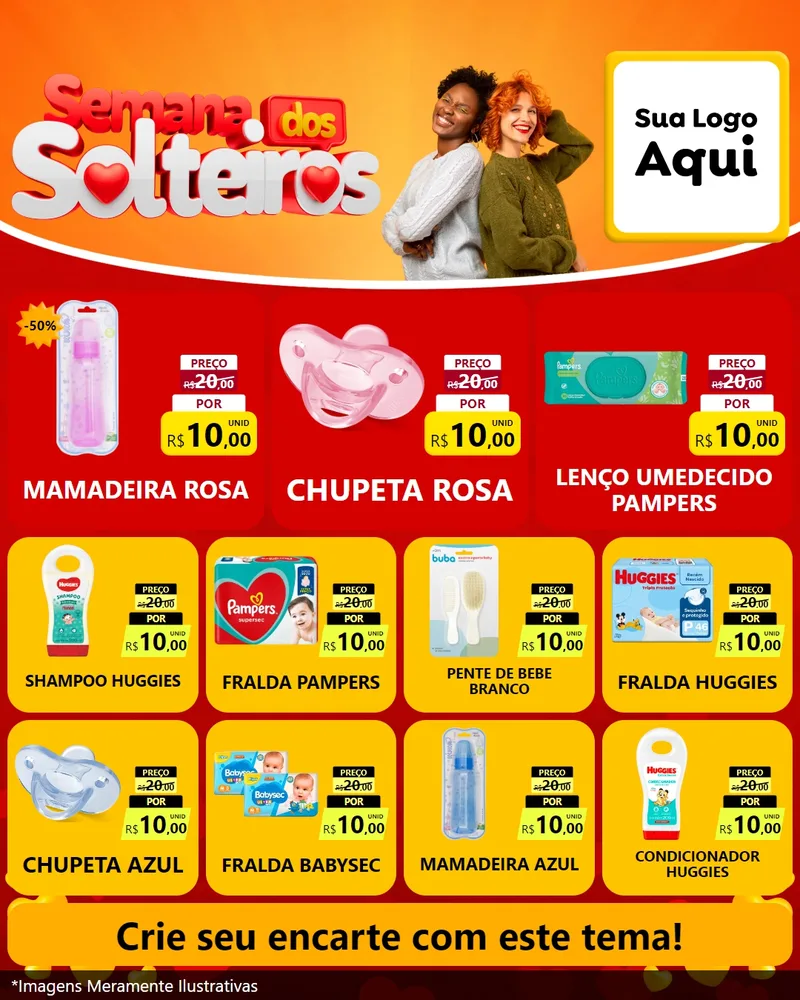Modelo de Rede Social para Feed Instagram com o tema Semana dos Solteiros para Bebês
