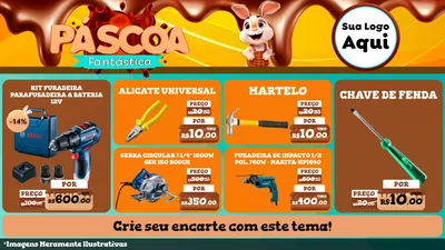 Modelo de TV para TV Horizontal com o tema Páscoa Fantástica para Maquinas e Ferramentas
