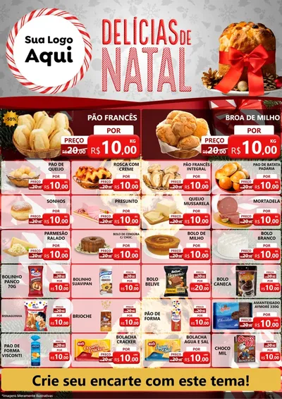 Modelo de Encarte para Encarte A4 Vertical com o tema Delícias de Natal para Padaria