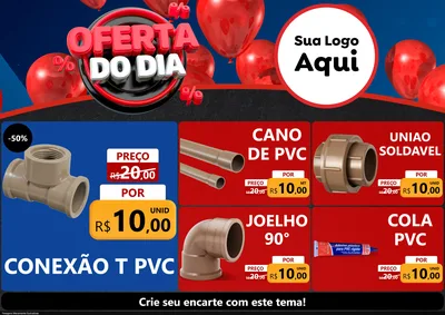 Modelo de Encarte para Encarte A4 Horizontal com o tema Oferta do Dia para Tubos e conexões
