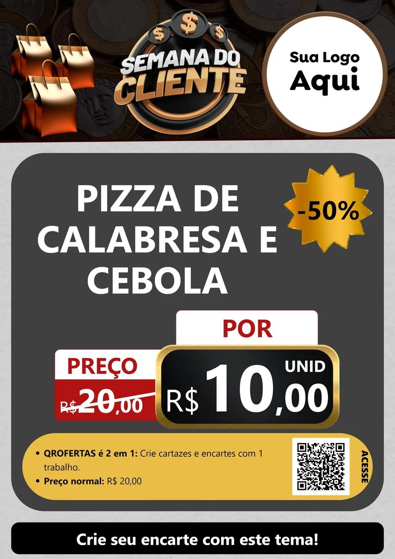Modelo de Cartaz para Cartaz A4 Vertical com o tema Semana do Cliente para Pizzaria