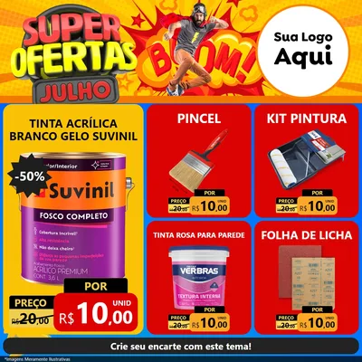 Modelo de Rede Social para Feed Facebook com o tema Super Ofertas Julho para Tintas e Ferramentas