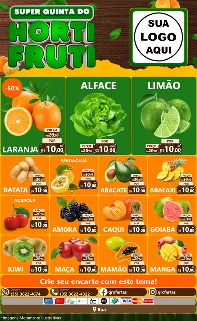 Modelo de Encarte para Encarte Grande com o tema Super Quinta do Hortifruti para Hortifrúti