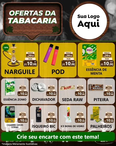 Modelo de Rede Social para Feed Instagram com o tema Ofertas da Tabacaria para Tabacaria