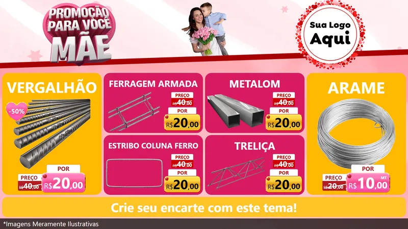Modelo de TV para TV Horizontal com o tema Promoção Para Você Mãe para Ferragens
