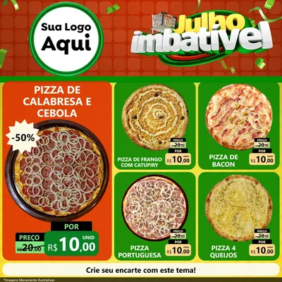 Modelo de Rede Social para Feed Facebook com o tema Julho Imbatível para Pizzaria