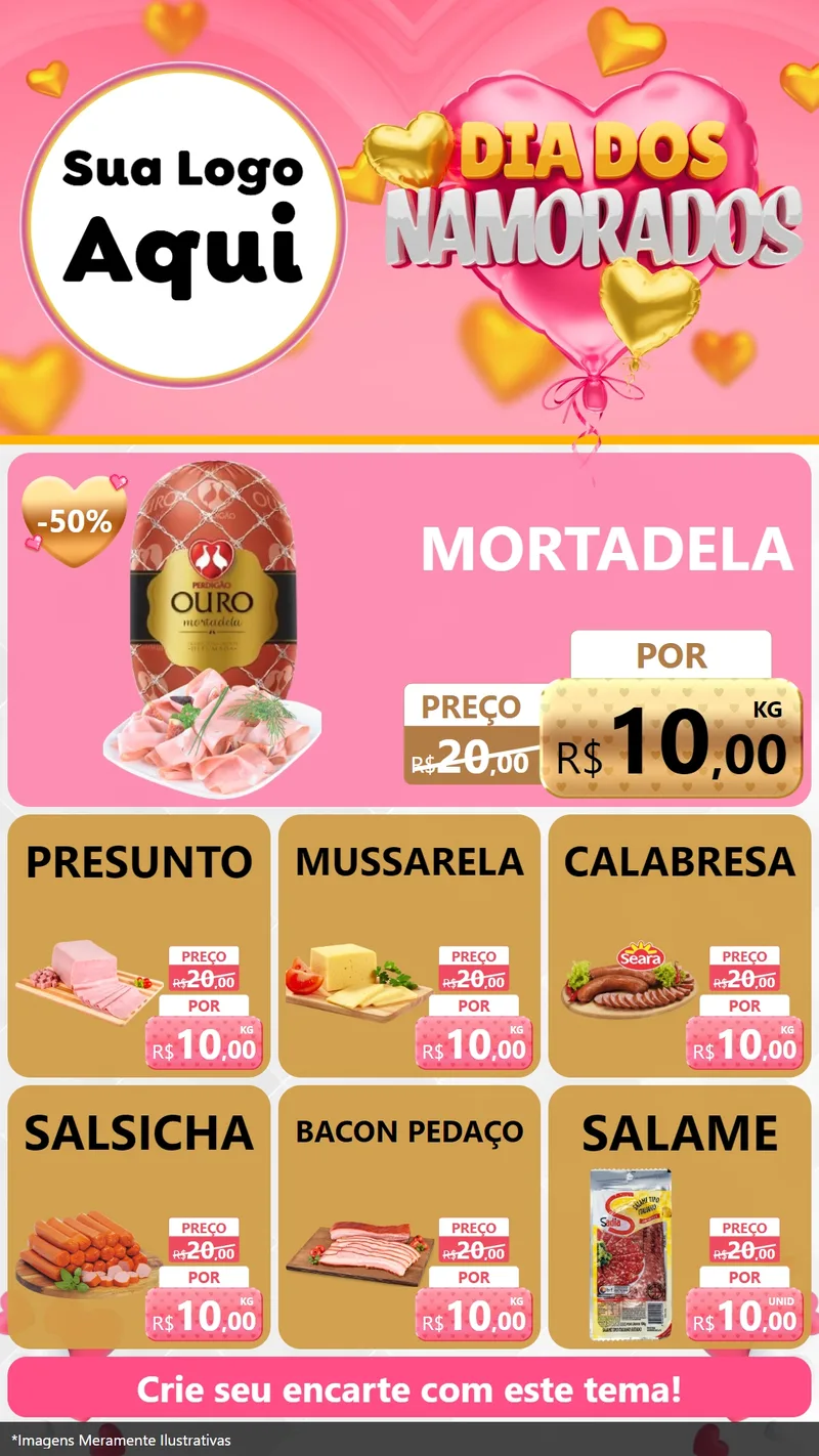 Modelo de Rede Social para Stories com o tema Dia dos Namorados para Frios e Laticínios
