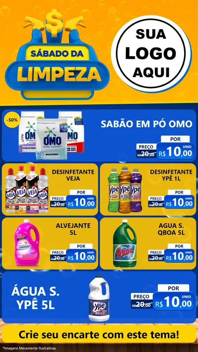 Modelo de TV para TV Vertical com o tema Sábado da Limpeza para Produtos de Limpeza