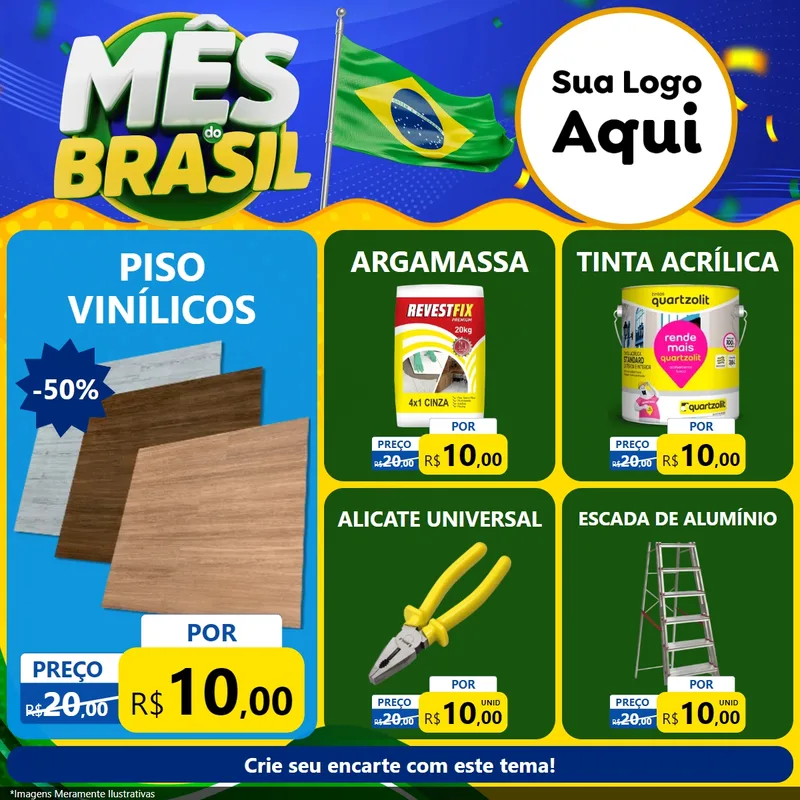 Modelo de Rede Social para Feed Facebook com o tema Mês do Brasil para Material para Construção