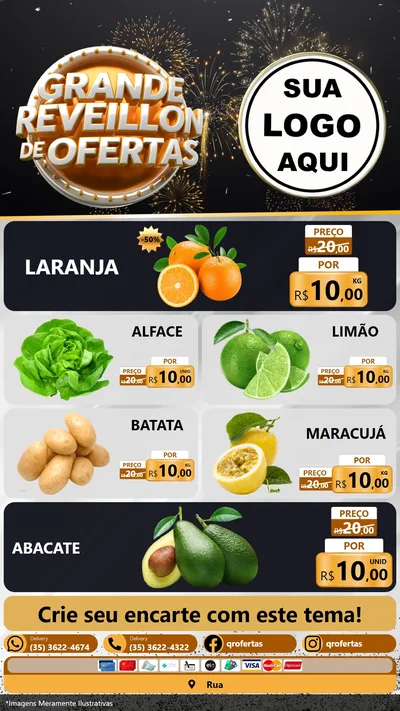 Modelo de TV para TV Vertical com o tema Grande Réveillon de Ofertas para Hortifrúti