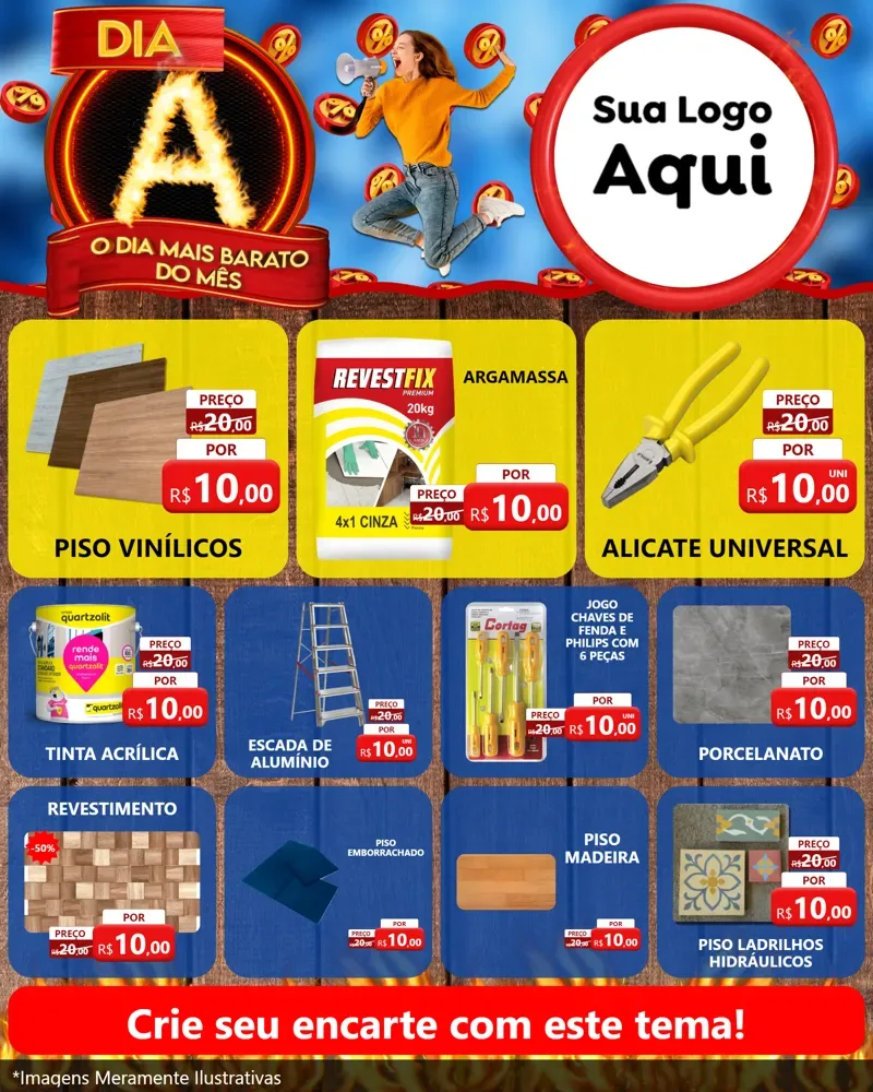 Modelo de Rede Social para Feed Instagram com o tema Dia A - O Dia Mais Barato Do Mês para Material para Construção