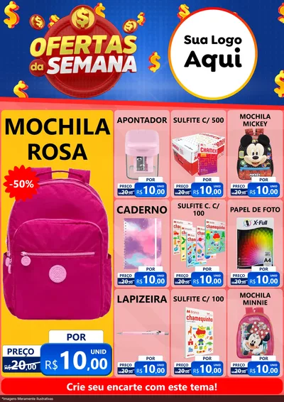 Modelo de Encarte para Encarte A4 Vertical com o tema Ofertas Da Semana para Papelaria