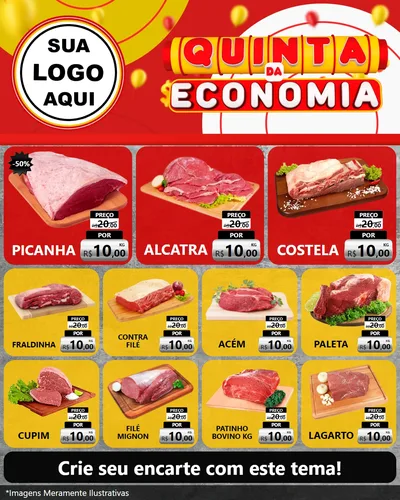 Modelo de Rede Social para Feed Instagram com o tema Quinta da Economia para Açougue