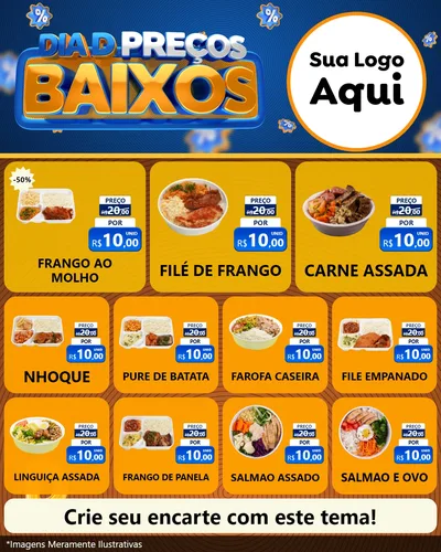 Modelo de Rede Social para Feed Instagram com o tema Dia D Preço Baixo para Restaurante