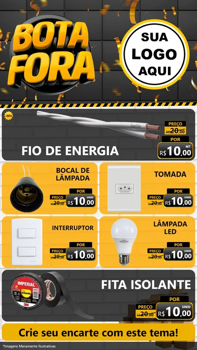 Modelo de TV para TV Vertical com o tema Bota Fora para Materiais Elétricos