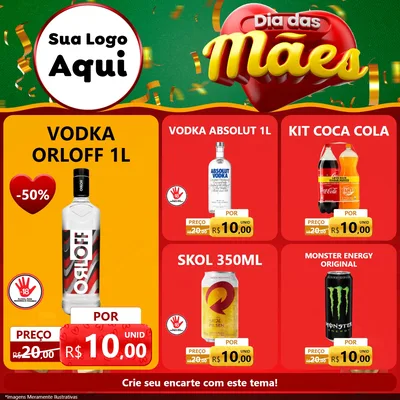 Modelo de Rede Social para Feed Facebook com o tema Dia das Mães para Distribuidora de bebidas