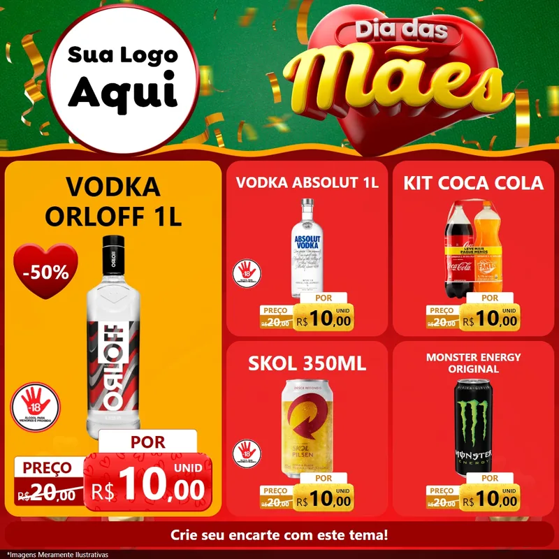 Modelo de Rede Social para Feed Facebook com o tema Dia das Mães para Distribuidora de bebidas