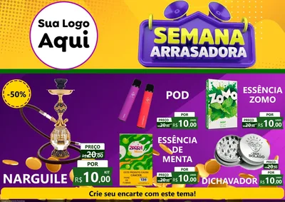 Modelo de Encarte para Encarte A4 Horizontal com o tema Semana Arrasadora para Tabacaria