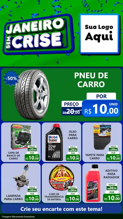 Modelo de Rede Social para Stories com o tema Janeiro Sem Crise para Auto peças