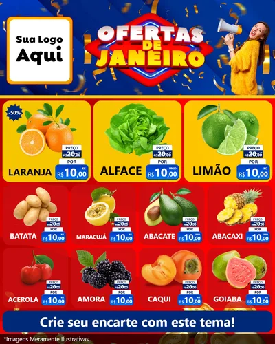 Modelo de Rede Social para Feed Instagram com o tema Ofertas de Janeiro para Hortifrúti