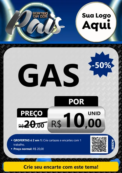 Modelo de Cartaz para Cartaz A4 Vertical com o tema Sorteio Dia Dos Pais para Água e gás