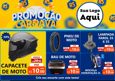 Modelo de Encarte para Encarte A4 Horizontal com o tema Promoção de Carnaval para Moto peças