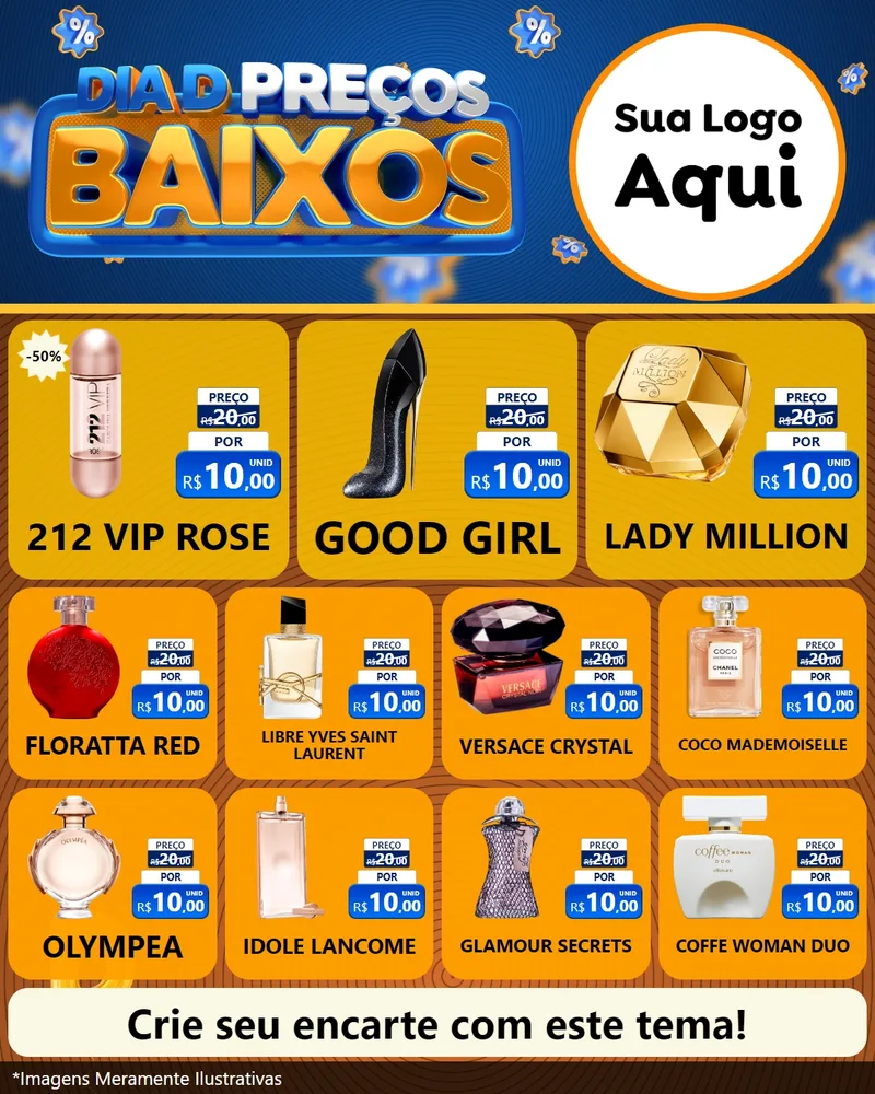 Modelo de Rede Social para Feed Instagram com o tema Dia D Preço Baixo para Perfumes