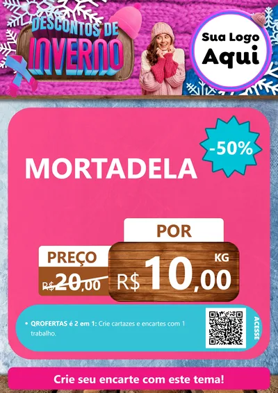 Modelo de Cartaz para Cartaz A4 Vertical com o tema Descontos de Inverno para Frios e Laticínios