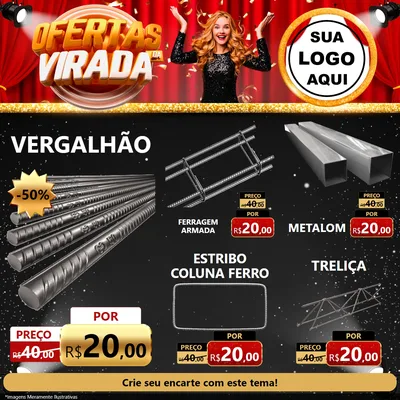 Modelo de Rede Social para Feed Facebook com o tema Ofertas da Virada para Ferragens