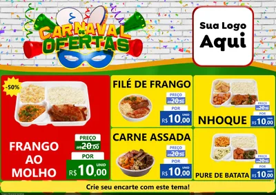 Modelo de Encarte para Encarte A4 Horizontal com o tema Carnaval de Ofertas para Restaurante