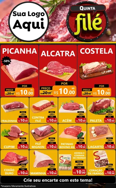 Modelo de Encarte para Encarte Grande com o tema Quinta Filé para Açougue